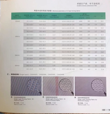 Tejido de moldeo certificado ISO 9001 2000 para la producción de papel especial y gráfico